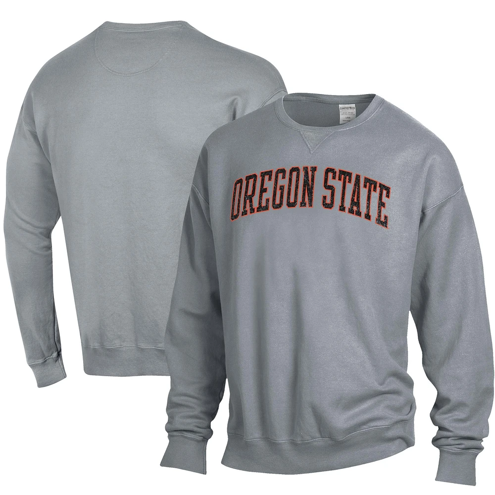 Men's ComfortWash Gray Oregon State Beavers Garment Dyed Pullover Sweatshirt