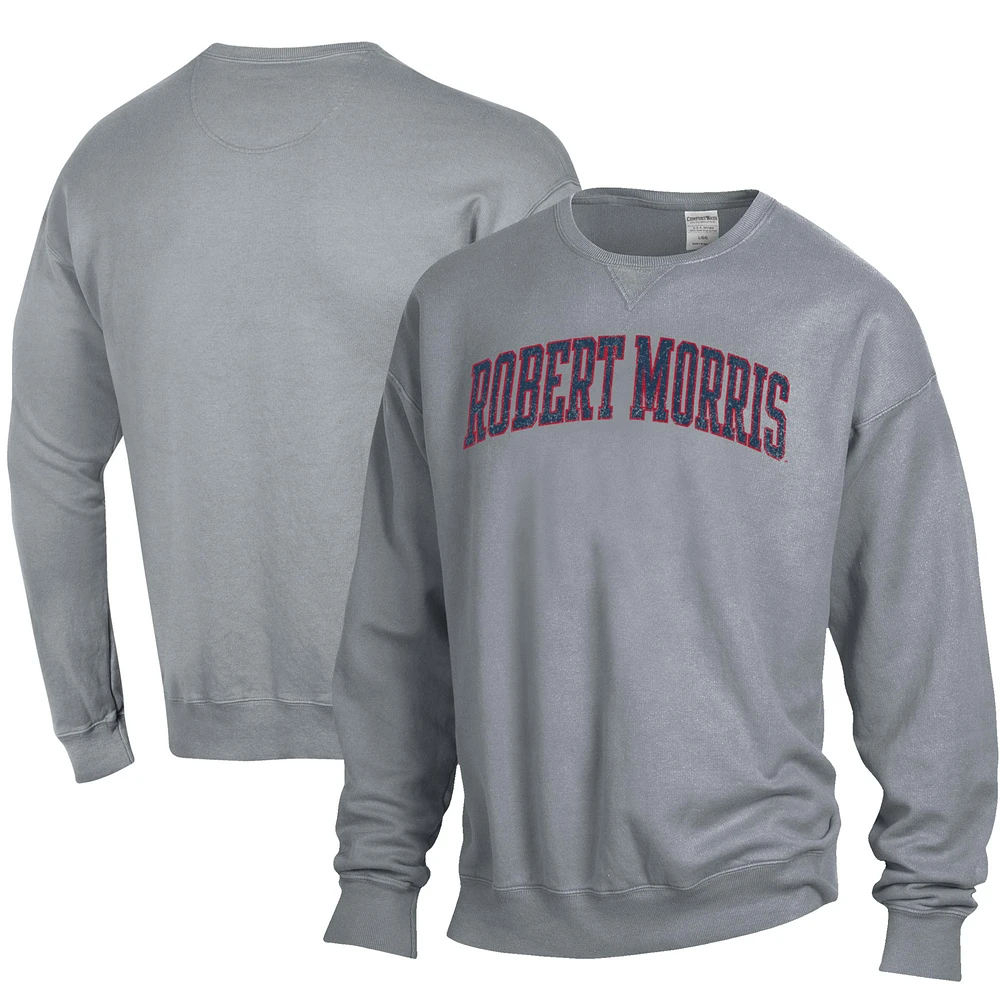 Men's ComfortWash Gray Robert Morris Colonials Garment Dyed Pullover Sweatshirt