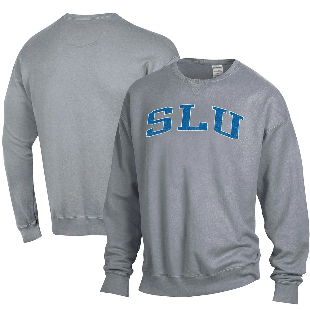 Men's ComfortWash Gray Saint Louis Billikens Garment Dyed Pullover Sweatshirt