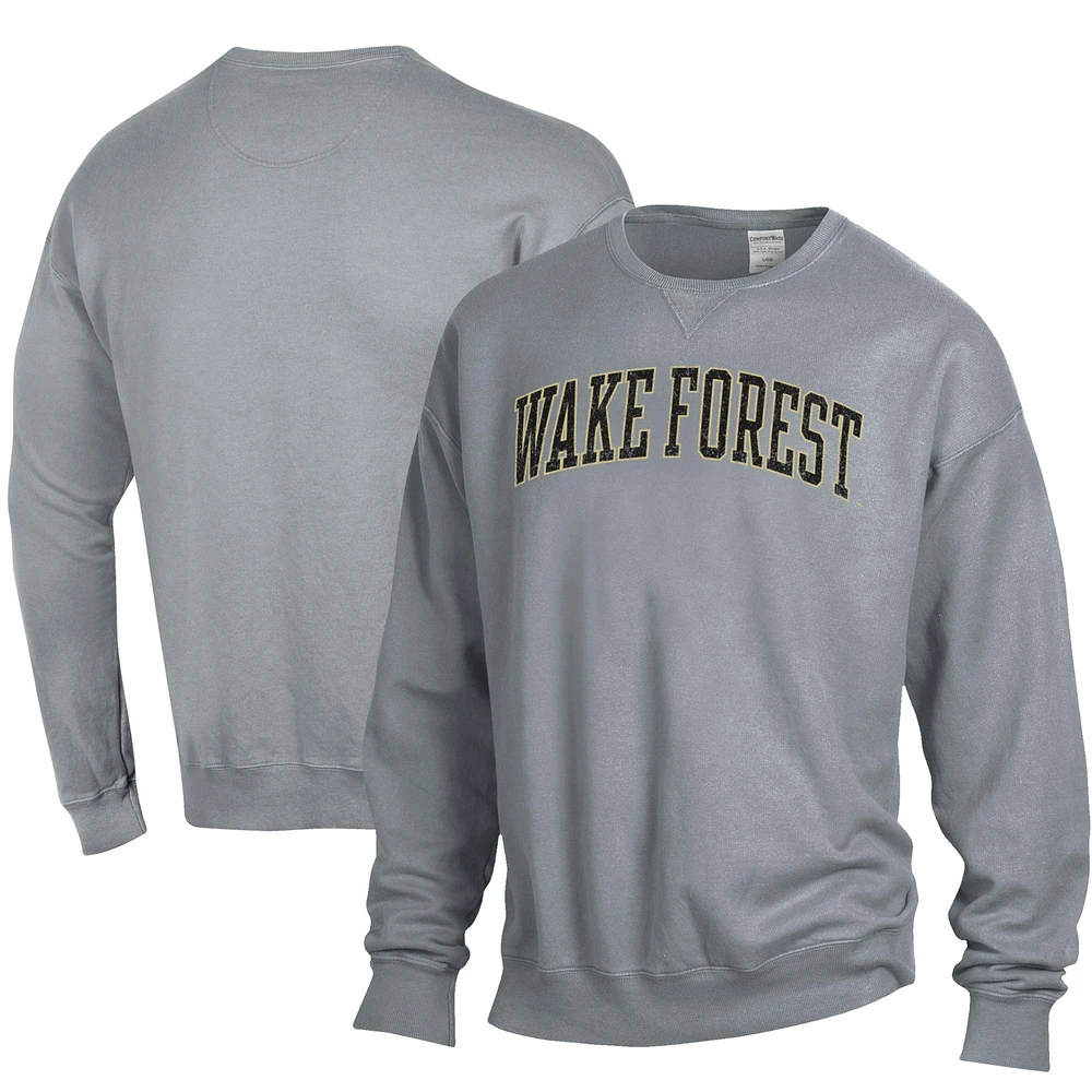 Men's ComfortWash Gray Wake Forest Demon Deacons Garment Dyed Pullover Sweatshirt