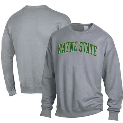 Men's ComfortWash Gray Wayne State Warriors Garment Dyed Pullover Sweatshirt