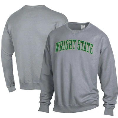 Men's ComfortWash Gray Wright State Raiders Garment Dyed Pullover Sweatshirt