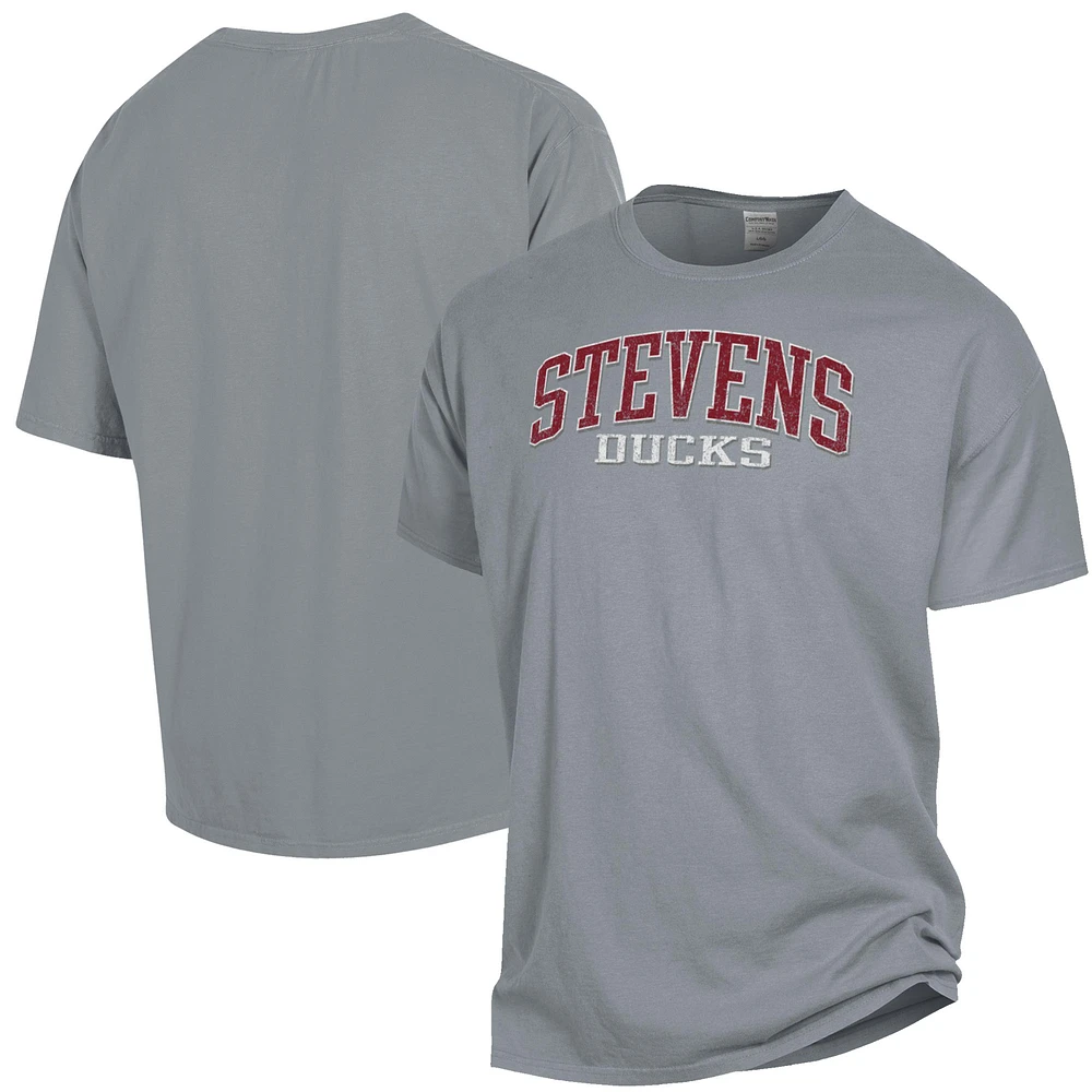 Men's ComfortWash Gray Stevens Institute of Technology Ducks Garment Dyed T-Shirt