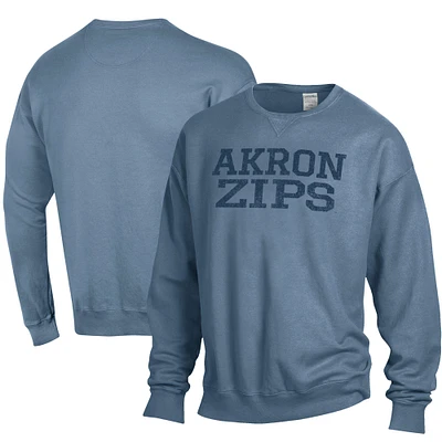 Men's ComfortWash Steel Blue Akron Zips Stack Garment Dyed Crewneck Pullover Sweatshirt
