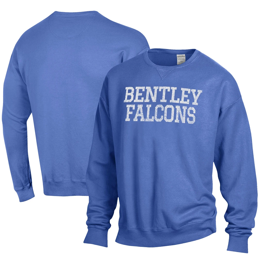 Men's ComfortWash Blue Bentley Falcons Stack Garment Dyed Crewneck Pullover Sweatshirt