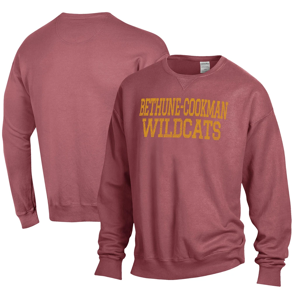 Men's ComfortWash Maroon Bethune-Cookman Wildcats Stack Garment Dyed Crewneck Pullover Sweatshirt