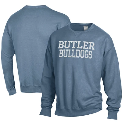 Men's ComfortWash Steel Blue Butler Bulldogs Stack Garment Dyed Crewneck Pullover Sweatshirt