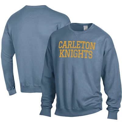 Men's ComfortWash Steel Blue Carleton Knights Stack Garment Dyed Crewneck Pullover Sweatshirt
