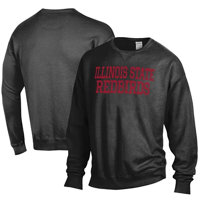 Men's ComfortWash Black Illinois State Redbirds Stack Garment Dyed Crewneck Pullover Sweatshirt