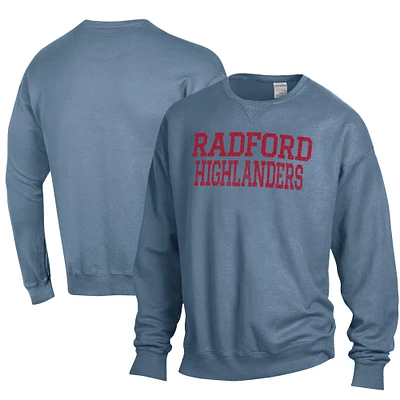 Men's ComfortWash Steel Blue Radford Highlanders Stack Garment Dyed Crewneck Pullover Sweatshirt