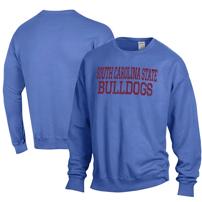 Men's ComfortWash Blue South Carolina State Bulldogs Stack Garment Dyed Crewneck Pullover Sweatshirt