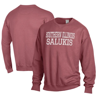 Men's ComfortWash Maroon Southern Illinois Salukis Stack Garment Dyed Crewneck Pullover Sweatshirt