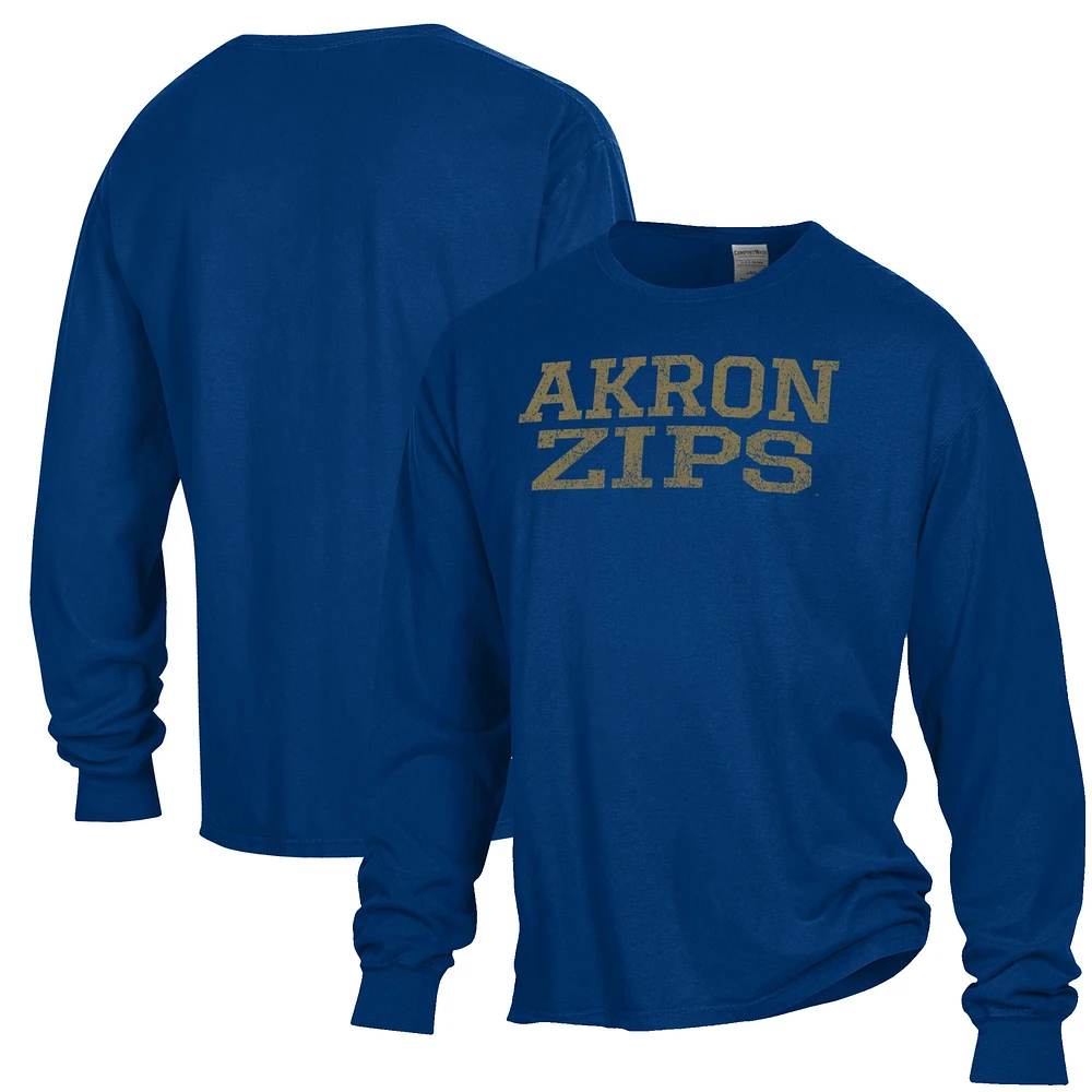 Men's ComfortWash Navy Akron Zips Stack Garment Dyed Long Sleeve T-Shirt