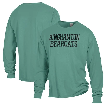 Men's ComfortWash Green Binghamton Bearcats Stack Garment Dyed Long Sleeve T-Shirt