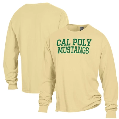 Men's ComfortWash Gold Cal Poly Mustangs Stack Garment Dyed Long Sleeve T-Shirt