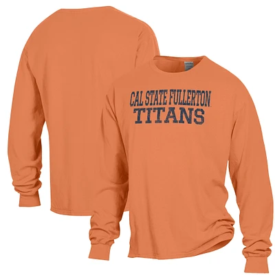 Men's ComfortWash Orange Cal State Fullerton Titans Stack Garment Dyed Long Sleeve T-Shirt