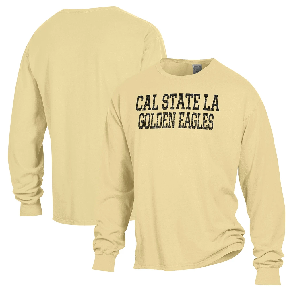 Men's ComfortWash Gold Cal State L.A. Golden Eagles Stack Garment Dyed Long Sleeve T-Shirt