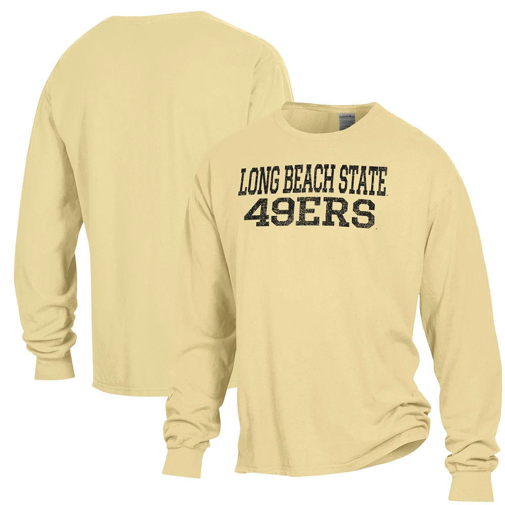 Men's ComfortWash Gold Cal State Long Beach The Stack Garment Dyed Sleeve T-Shirt