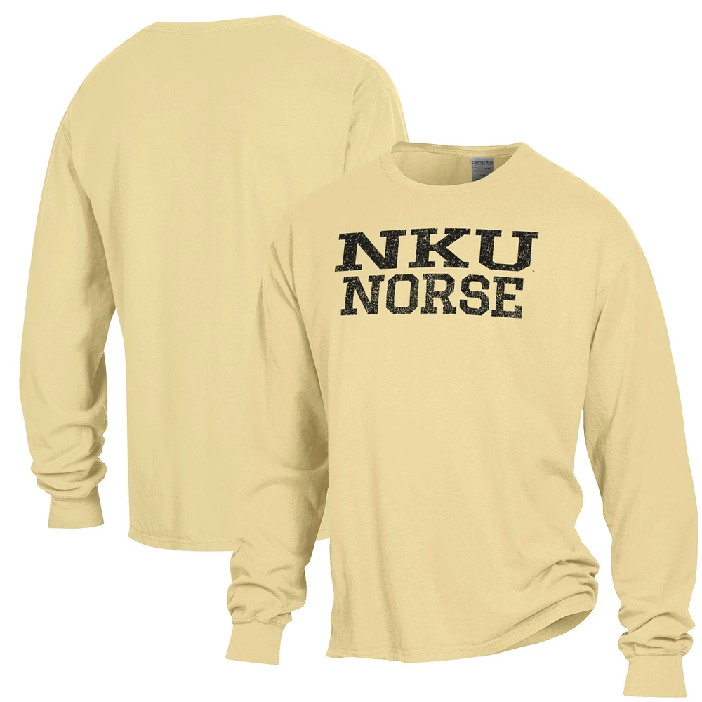 Men's ComfortWash Gold Northern Kentucky University Norse Stack Garment Dyed Long Sleeve T-Shirt