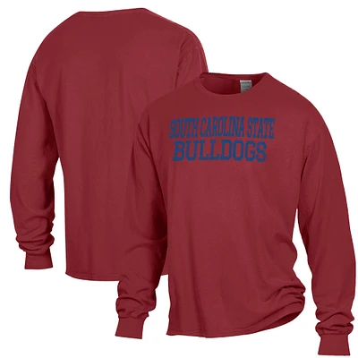 Men's ComfortWash Garnet South Carolina State Bulldogs Stack Garment Dyed Long Sleeve T-Shirt