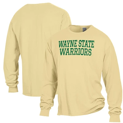 Men's ComfortWash Gold Wayne State Warriors Stack Garment Dyed Long Sleeve T-Shirt