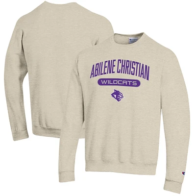 Men's Champion Heathered Oatmeal Abilene Christian University Wildcats Eco Powerblend Crewneck Sweatshirt
