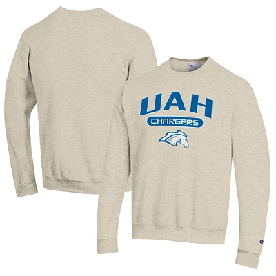Men's Champion Heathered Oatmeal UAH Chargers Eco Powerblend Crewneck Sweatshirt