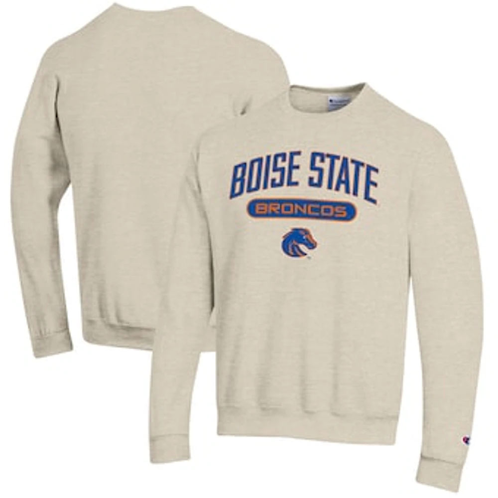 Men's Champion Heathered Oatmeal Boise State Broncos Eco Powerblend Crewneck Sweatshirt
