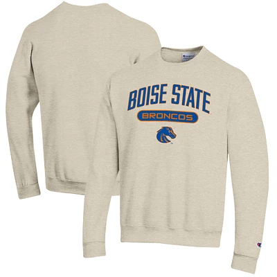 Men's Champion Heathered Oatmeal Boise State Broncos Eco Powerblend Crewneck Sweatshirt