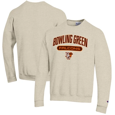 Men's Champion Heathered Oatmeal Bowling Green St. Falcons Eco Powerblend Crewneck Sweatshirt