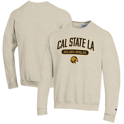 Men's Champion Heathered Oatmeal Cal State L.A. Golden Eagles Eco Powerblend Crewneck Sweatshirt