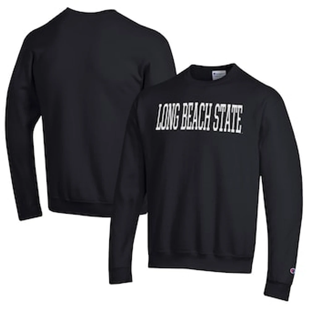 Men's Champion Black Cal State Long Beach The Eco Powerblend Crewneck Sweatshirt