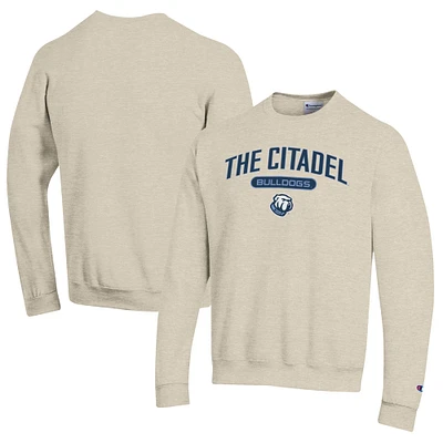 Men's Champion Heathered Oatmeal Citadel Bulldogs Eco Powerblend Crewneck Sweatshirt