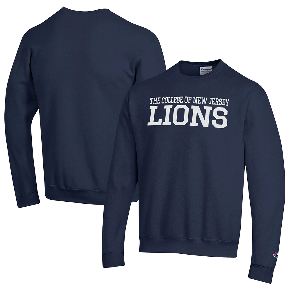 Men's Champion Navy College of New Jersey Lions Eco Powerblend Crewneck Sweatshirt