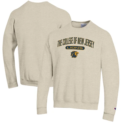 Men's Champion Heathered Oatmeal College of New Jersey Lions Eco Powerblend Crewneck Sweatshirt