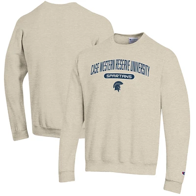 Men's Champion Heathered Oatmeal Case Western Reserve University Eco Powerblend Crewneck Sweatshirt