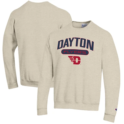 Men's Champion Heathered Oatmeal Dayton Flyers Eco Powerblend Crewneck Sweatshirt