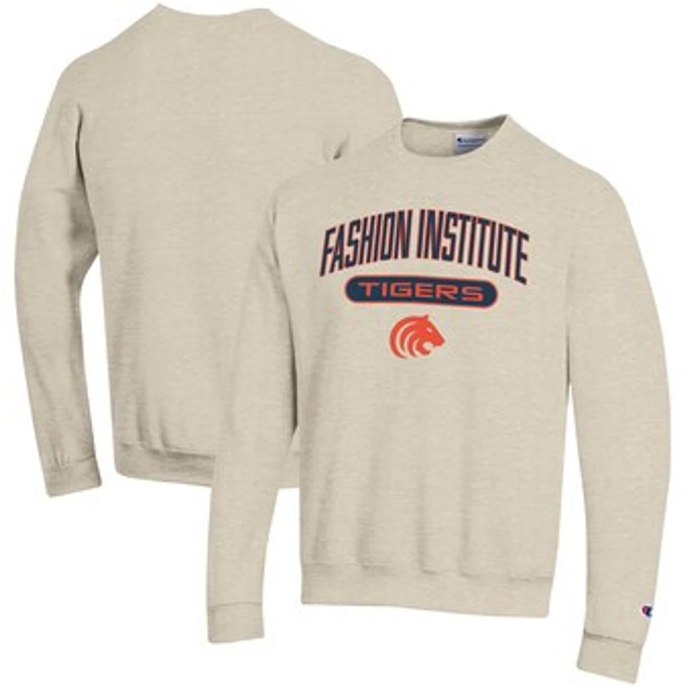 Men's Champion Oatmeal SUNY Fashion Institute of Technology Tigers Eco Powerblend Crewneck Sweatshirt
