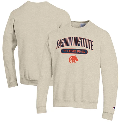 Men's Champion Oatmeal SUNY Fashion Institute of Technology Tigers Eco Powerblend Crewneck Sweatshirt