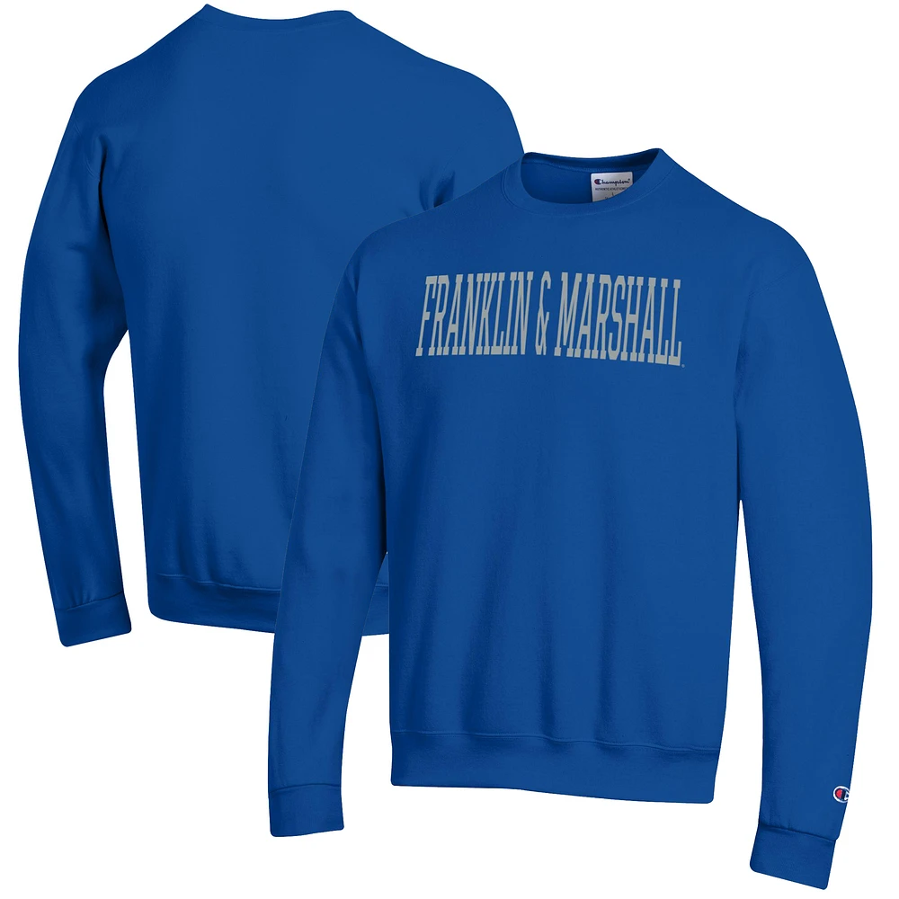 Men's Champion Blue Franklin & Marshall Diplomats Eco Powerblend Crewneck Sweatshirt