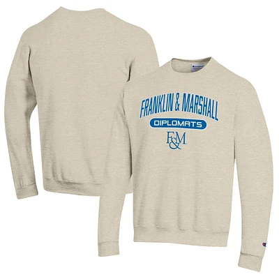 Men's Champion Heathered Oatmeal Franklin & Marshall Diplomats Eco Powerblend Crewneck Sweatshirt