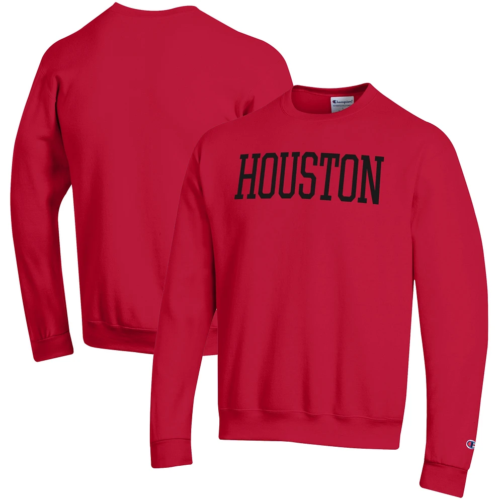Men's Champion Red Houston Cougars Eco Powerblend Crewneck Sweatshirt