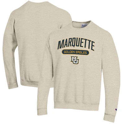 Men's Champion Heathered Oatmeal Marquette Golden Eagles Eco Powerblend Crewneck Sweatshirt