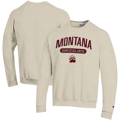 Men's Champion Heathered Oatmeal Montana Grizzlies Eco Powerblend Crewneck Sweatshirt