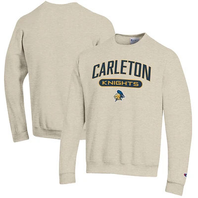 Men's Champion Heathered Oatmeal Carleton Knights Eco Powerblend Crewneck Sweatshirt