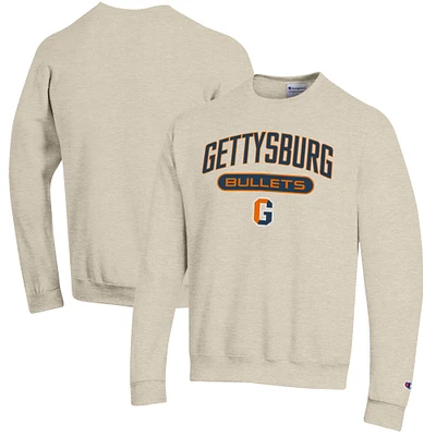 Men's Champion Heathered Oatmeal Gettysburg Bullets Eco Powerblend Crewneck Sweatshirt