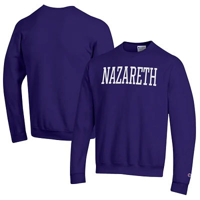 Men's Champion Purple Nazareth College Golden Flyers Eco Powerblend Crewneck Sweatshirt