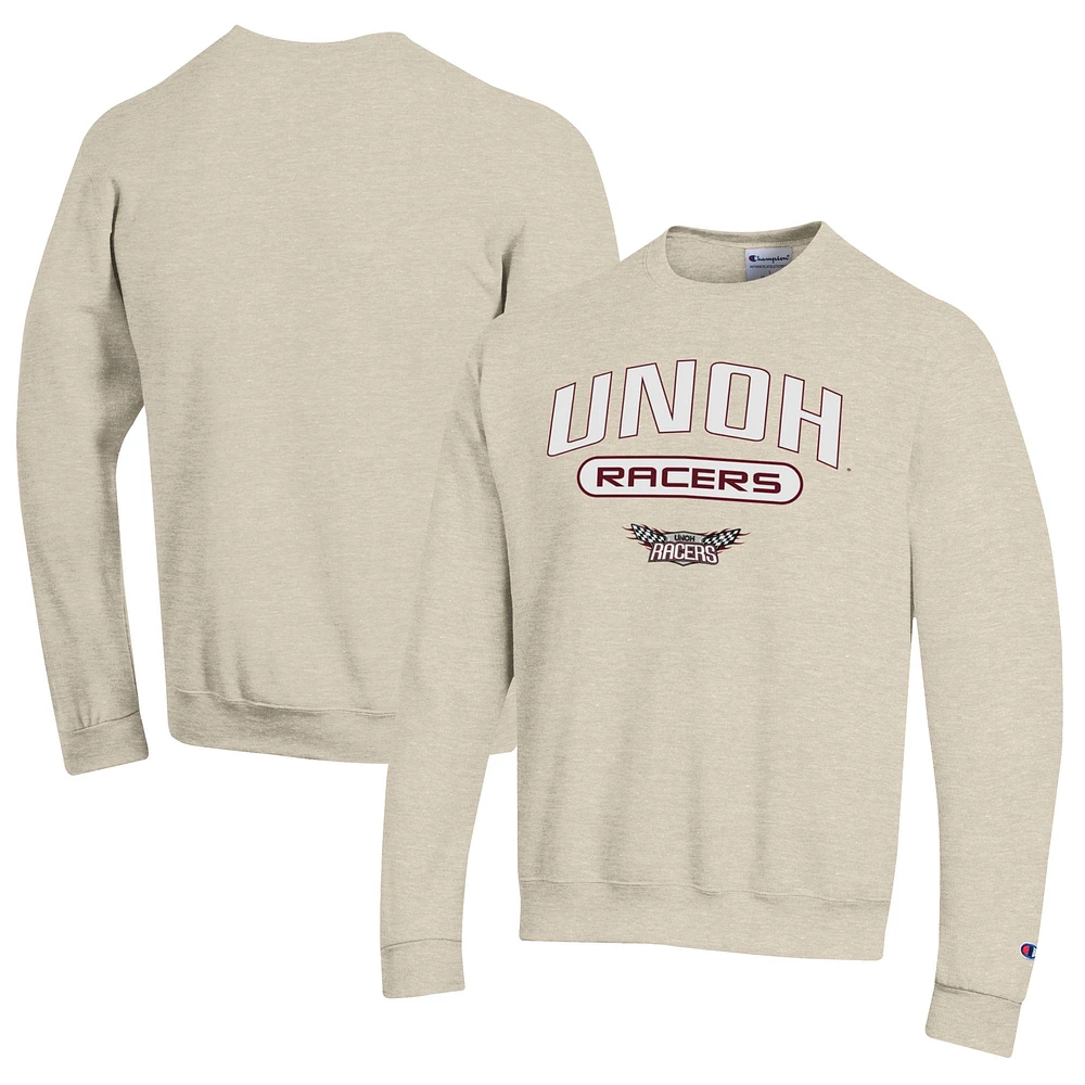 Men's Champion Heathered Oatmeal Northwestern Ohio Racers Eco Powerblend Crewneck Sweatshirt