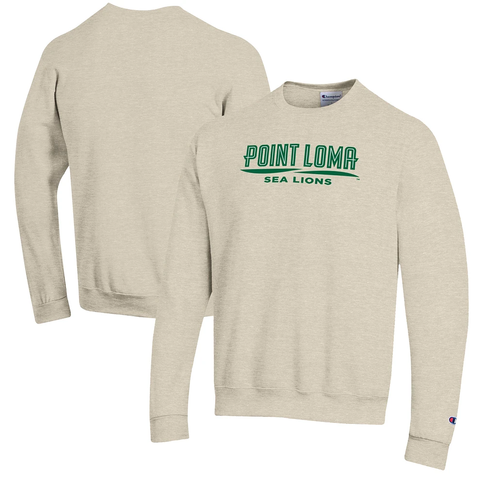 Men's Champion Heathered Oatmeal Point Loma Sea Lions Eco Powerblend Crewneck Sweatshirt