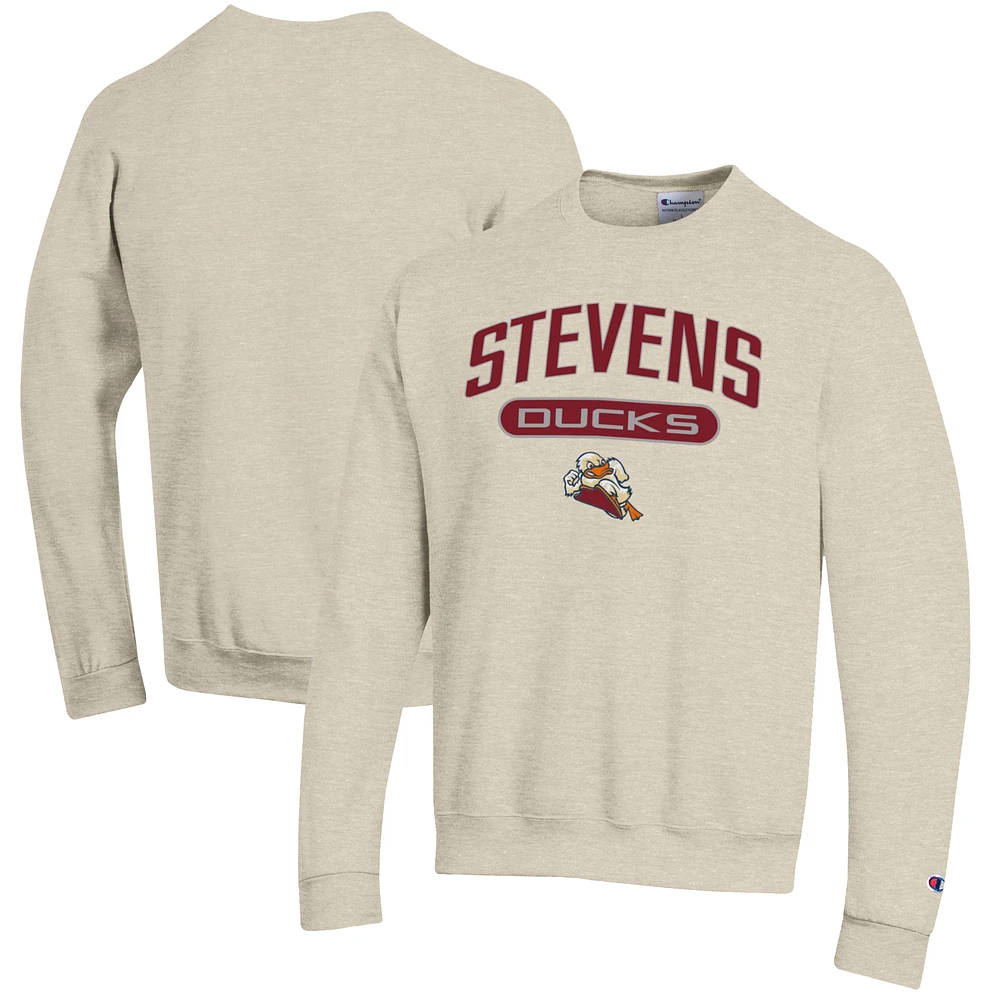 Men's Champion Heathered Oatmeal Stevens Institute of Technology Ducks Eco Powerblend Crewneck Sweatshirt